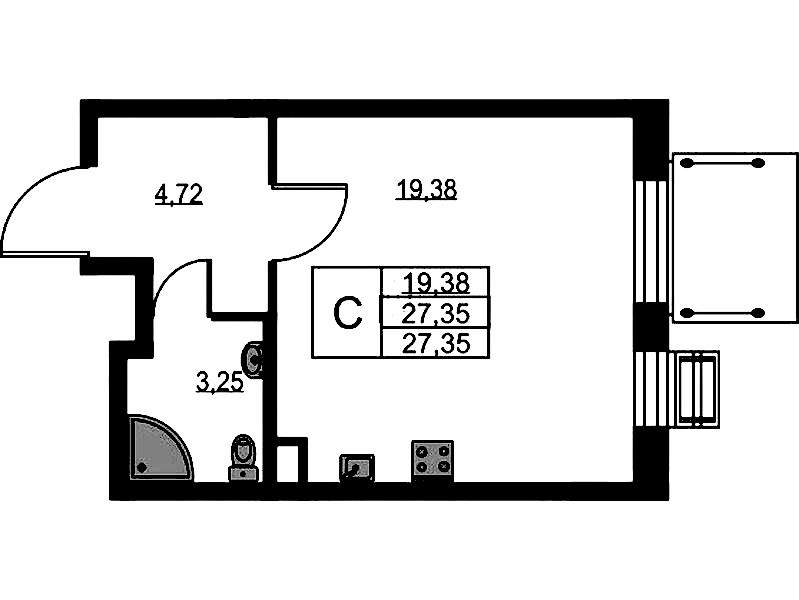 Квартира студия 27.8 м², 2/10 эт., ЖК «VEREN NEXT Шуваловский»